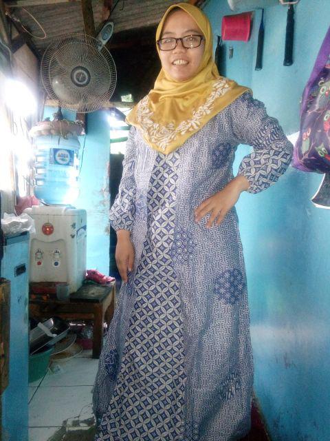 Gamis Cardi Gamis Batik Cantik Bagus Seragaman Pesta Syari Batik Cantik Biru Layer Kondangan Nikahan