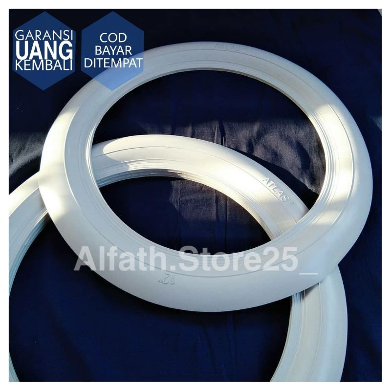 [Harga Untuk 1 Ban] (R12) Whitewall / Lis Ban / Karet Ban Mobil Ukuran Ring 12 Merk Atlas Gransi 1 B