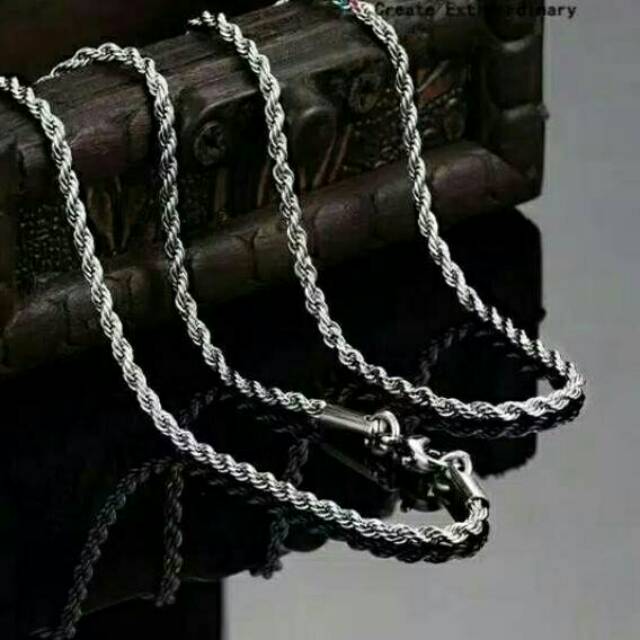 KALUNG TITANIUM PRIA SILVER MODEL TAMBANG  - KEREN