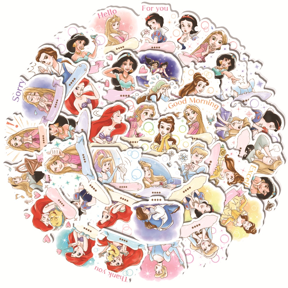 Cute fairy tale princess stiker kartun animasi stiker Jurnal bahan Anak Termos mug tangan Buku stike