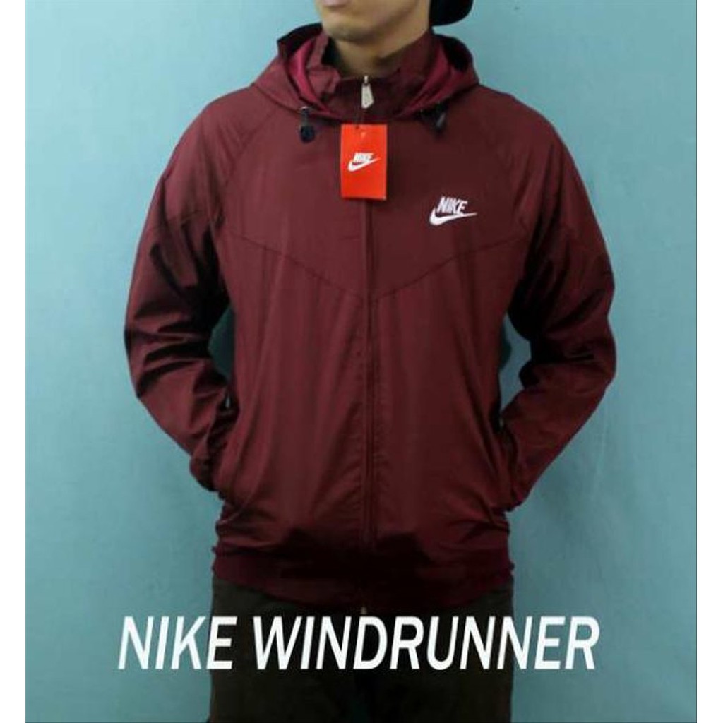 [Promo Sale] COD/Jaket Parasut Nike Windrunner Polos Hitam M-XXL-Maroon