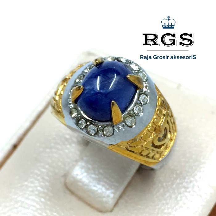 [Bayar Di Tempat] RGS CINCIN PRIA WANITA BATU BLUE SAPHIRE GARANSI ASLI NATURAL