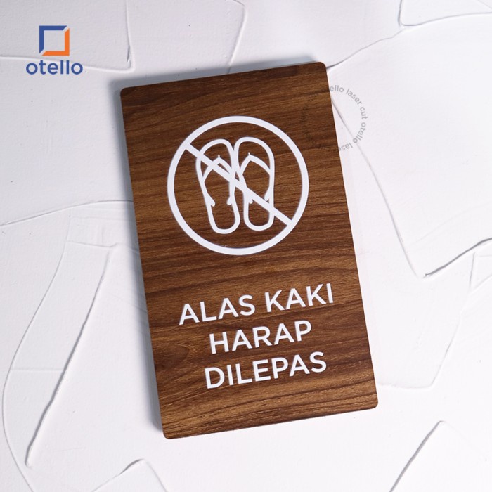 Jual Alas Kaki Harap Dilepas Sign Board Kayu Print Signage Rustic