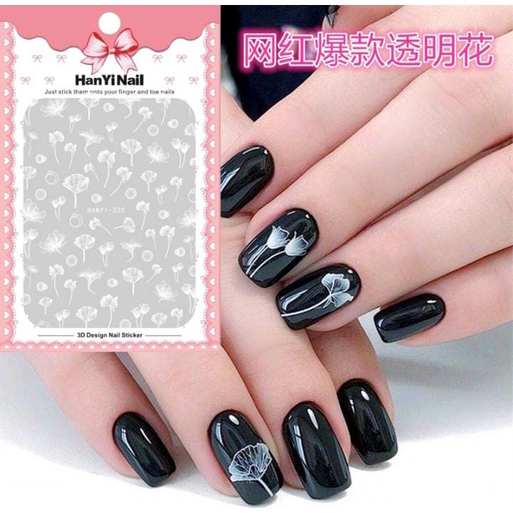 NAIL STICKER WHITE FLOWER JAPAN NAILS STIKER KUKU BUNGA PUTIH NAIL / KUKU