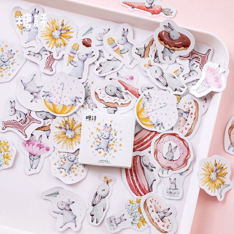 

YOKUCHI || 45pcs Stiker Desain Kawaii Kelinci Dongeng Diary / Scrapbook / DIY