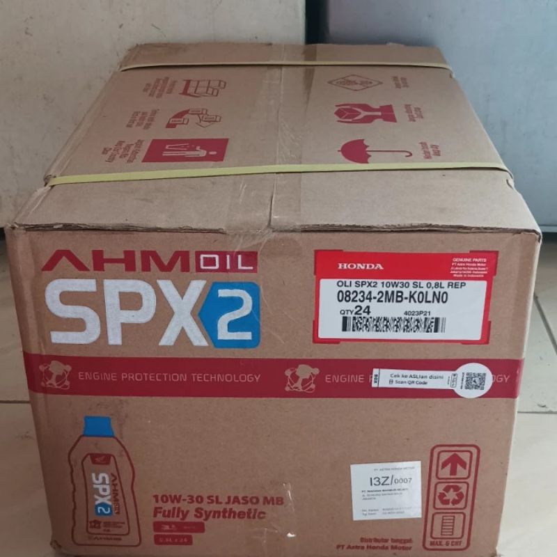 OLI SPX2 AHM Oil SAE: 10W-30 Satu dus isi 24 Botol