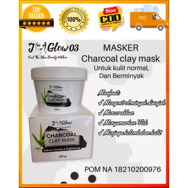 JGLOW CHARCOAL CLAY MASK MASKER CHARCOAL JGLOW MASKER CHARCOAL ORIGINAL MASKER KOMEDO JGLOW PUSAT JG