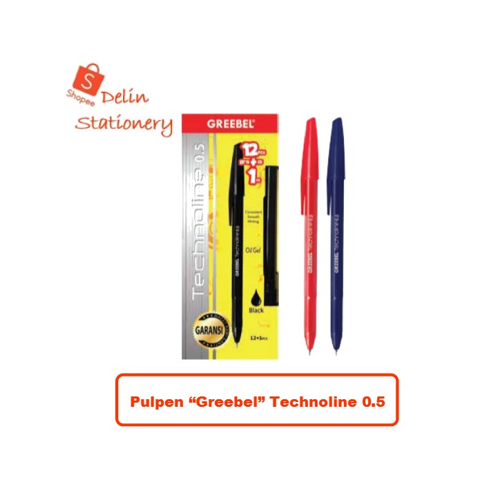 

Pulpen Greebel Technoline 0.5 / Pen / Pena / Hitam Biru Merah