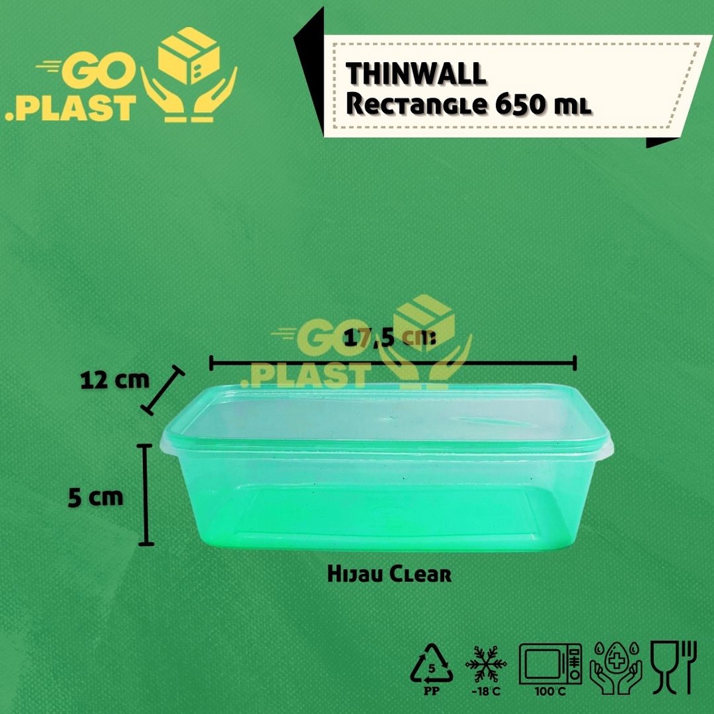 THINWALL 650 ML WARNA / KOTAK MAKAN PLASTIK 650 ML WARNA 12 PCS