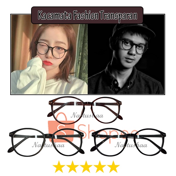 Kacamata Lensa Transparan Retro Vintage Plastic Frame Eyeglasses Kacamata Fashion Untuk Pria dan Wanita Bingkai Oval Gaya NO CASE