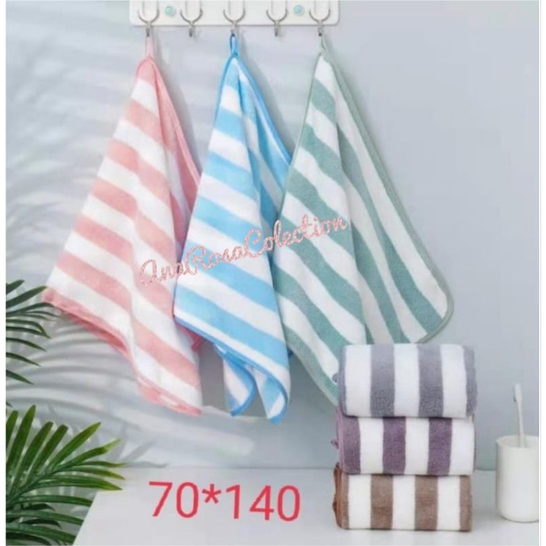 Handuk Mandi Microfiber Salur Uk 70x140 cm