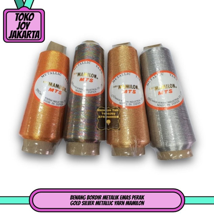 Benang Bordir Metalik Emas Perak Gold Silver Metallic Yarn Mamilon