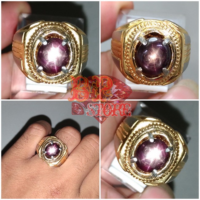 Cincin Batu Akik Ruby Star Asli