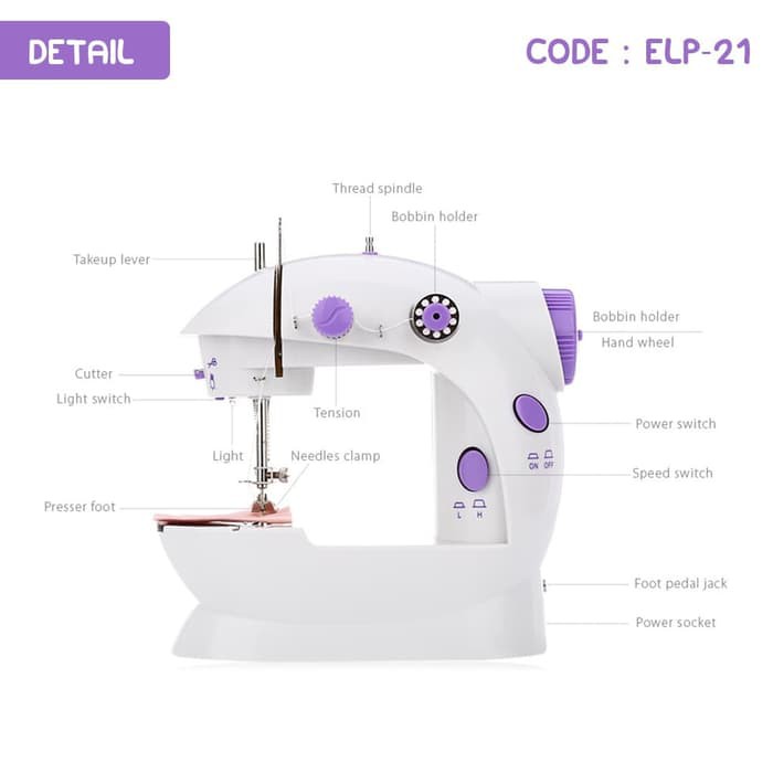 HOVELSHOP Mini Sewing Machine Portable Mesin Jahit Mini SM 202A Portable