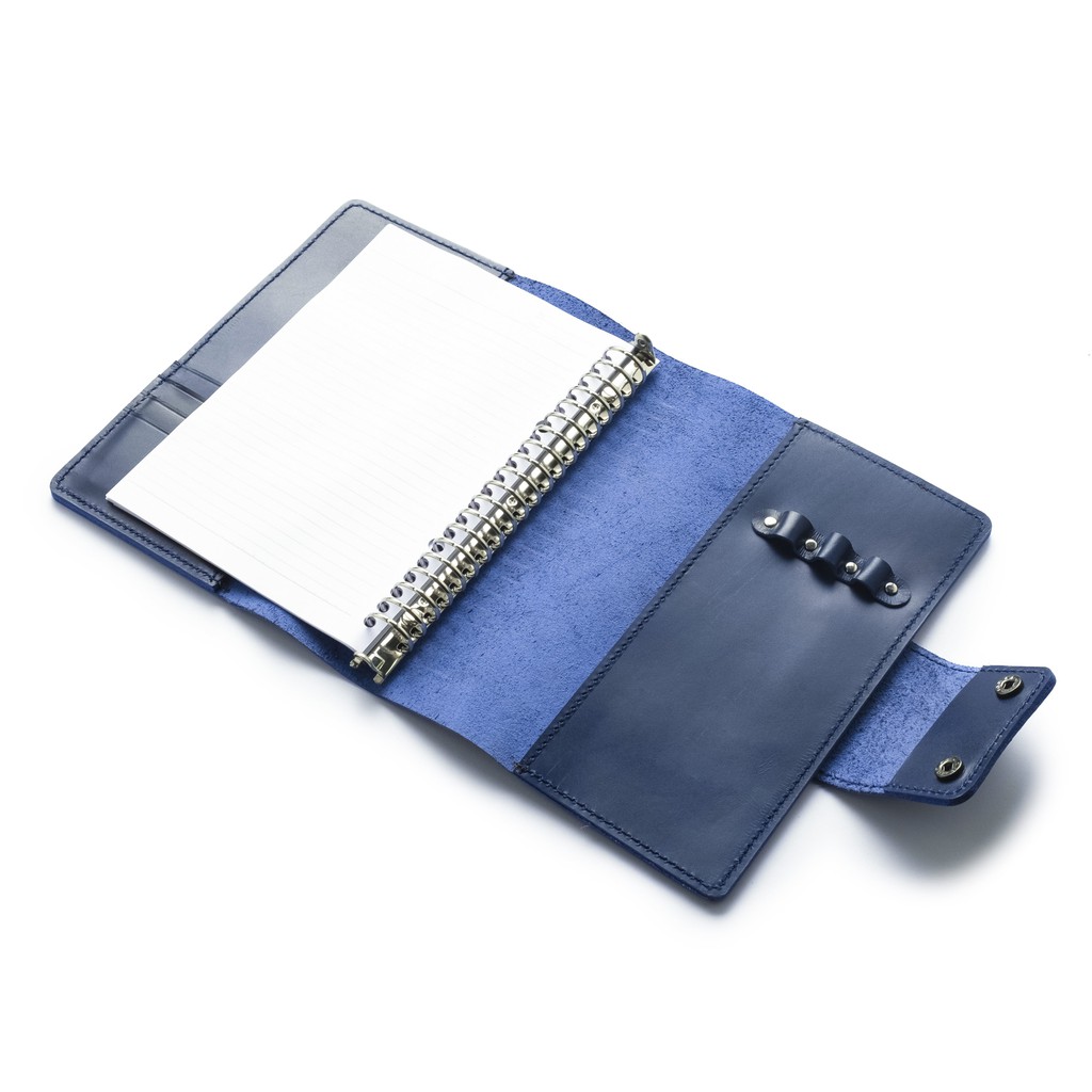 binder kulit asli A5 agenda ring loose leaf warna biru - PHBD1009