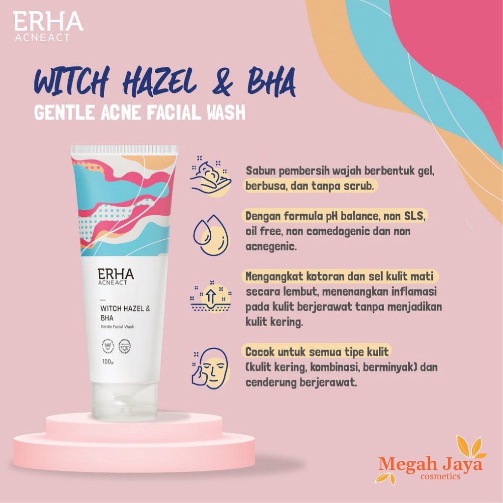 ERHA ACNEACT WITCH HAZEL &amp; BHA GENTLE ACNE FACIAL WASH 100 GR @MJ