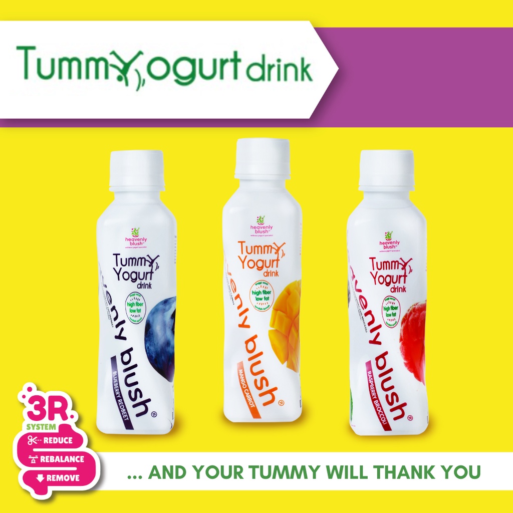 

Heavenly Blush Tummy Yogurt Drink - Blueberry Redbeet, Mango Carrot, Raspberry Brocolli [180ml] - Yogurt Drink Minuman Yogurt