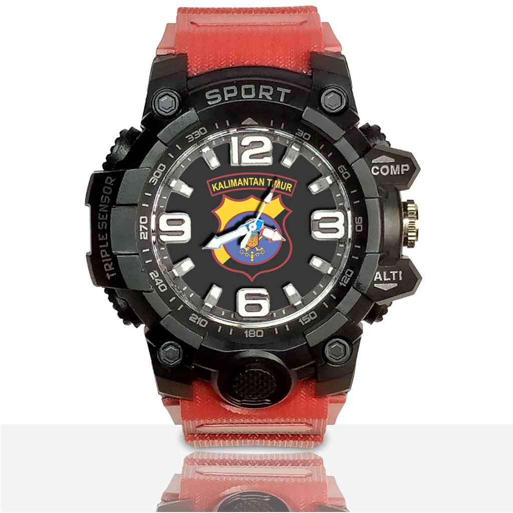 Jam Tangan Custom POLDA KALIMANTAN TIMUR Ruber- Water Resistant