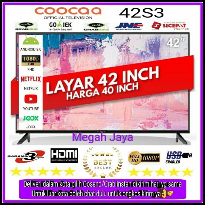 COOCAA LED TV 42 inch 42S3G SMART ANDROID 9 NETFLIX Google Mirroring