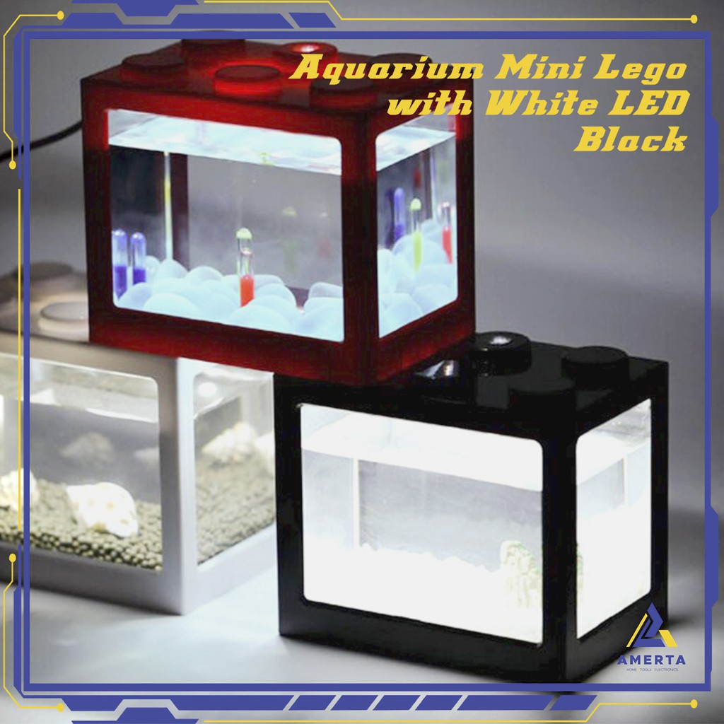 Aquarium Mini Lego Block with White LED TOPINCN  - TOP5 - Black