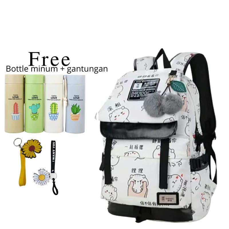 Tas Ransel anak Free Botol minum + gantungan Tas Ransel sekolah TK,SD&lt;SMP