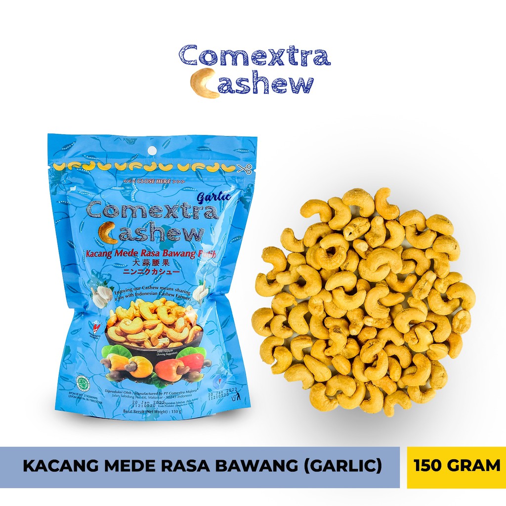 Kacang Mede Comextra Cashew Goreng Bawang 150 Gr - Garlic Cashew - Kacang Mete / Mente