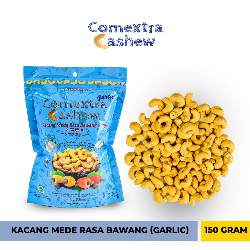 

Kacang Mede Comextra Cashew Goreng Bawang 150 Gr - Garlic Cashew - Kacang Mete / Mente