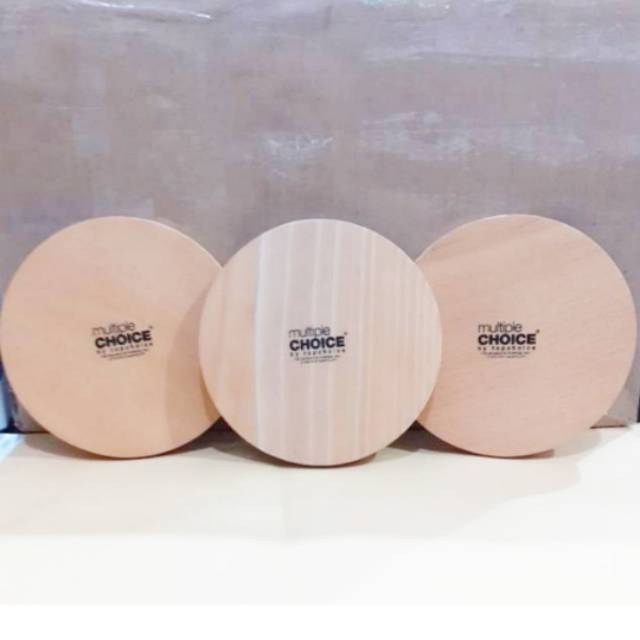 MULTIPLE CHOICE by TOPCHOICE DECORATIVE WOODEN ROUND COASTER 3in1 DEKORASI TATAKAN GELAS KAYU BULAT