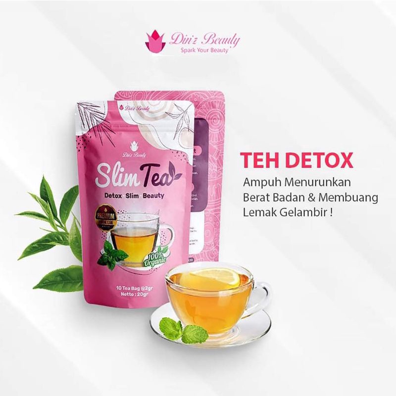 PROMO TERMURAH - TERLARIS _  SLIM TEA DINZ BEAUTY/TEH HERBAL PELANGSING DAN PELUNTUR LEMAK DINZ BEAU