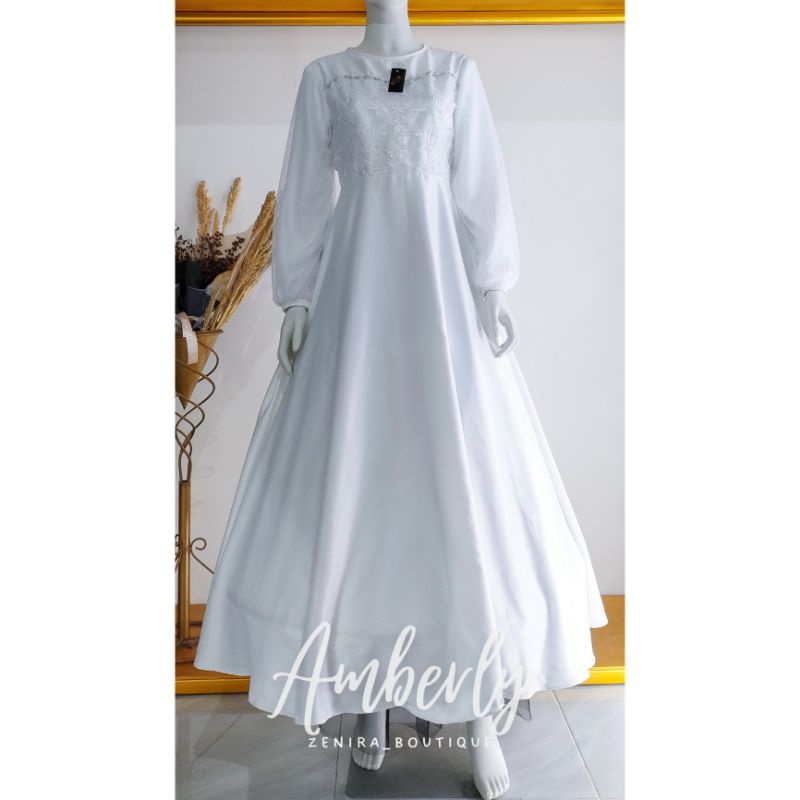 AMBERLY GAUN brokat tulle bordir payet / baju pesta remaja lengan balon / prewedding / wisuda / gamis kondangan / couple / tersedia ukuran kecil hingga jumbo