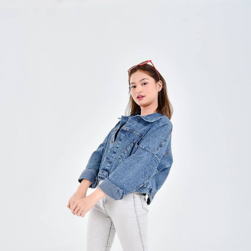Jaket Wanita Pulbear Jacket Jeans Oversize Korean Style