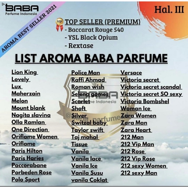 Baba Parfum Pria Wanita Lusinan Parfum Original Aroma Minyak Wangi 30 ml Bibit Impor Murah Non Alkohol