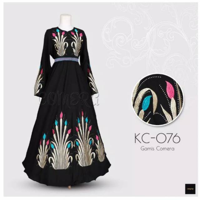 Gamis Kekinian Comera KC-076 Jetblack Bordir