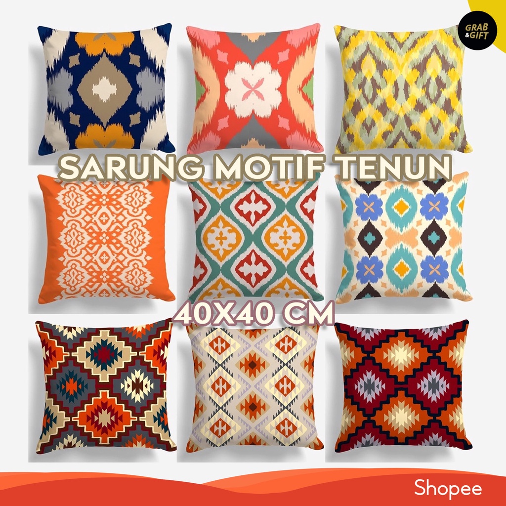 SARUNG Bantal Sofa Motif Kain Tenun Abstrak 40x40 cm Batik Turkish Cover Cushion Pillow