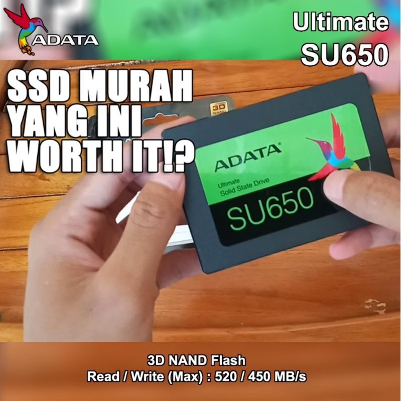 ADATA SU650 480GB 3D-NAND SATA III High Speed Read Up To