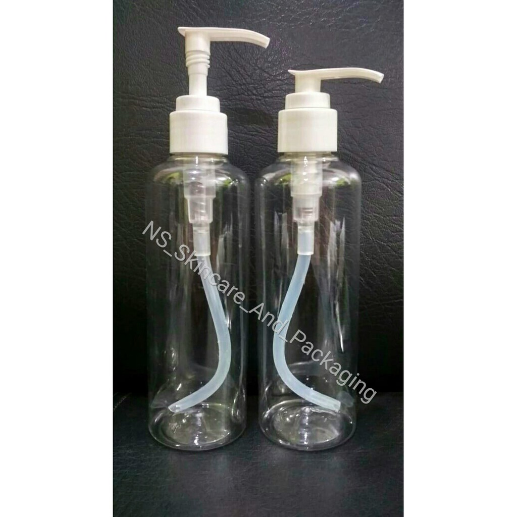 Botol pump 250ml natural - putih / Botol pump 250ml bening - putih