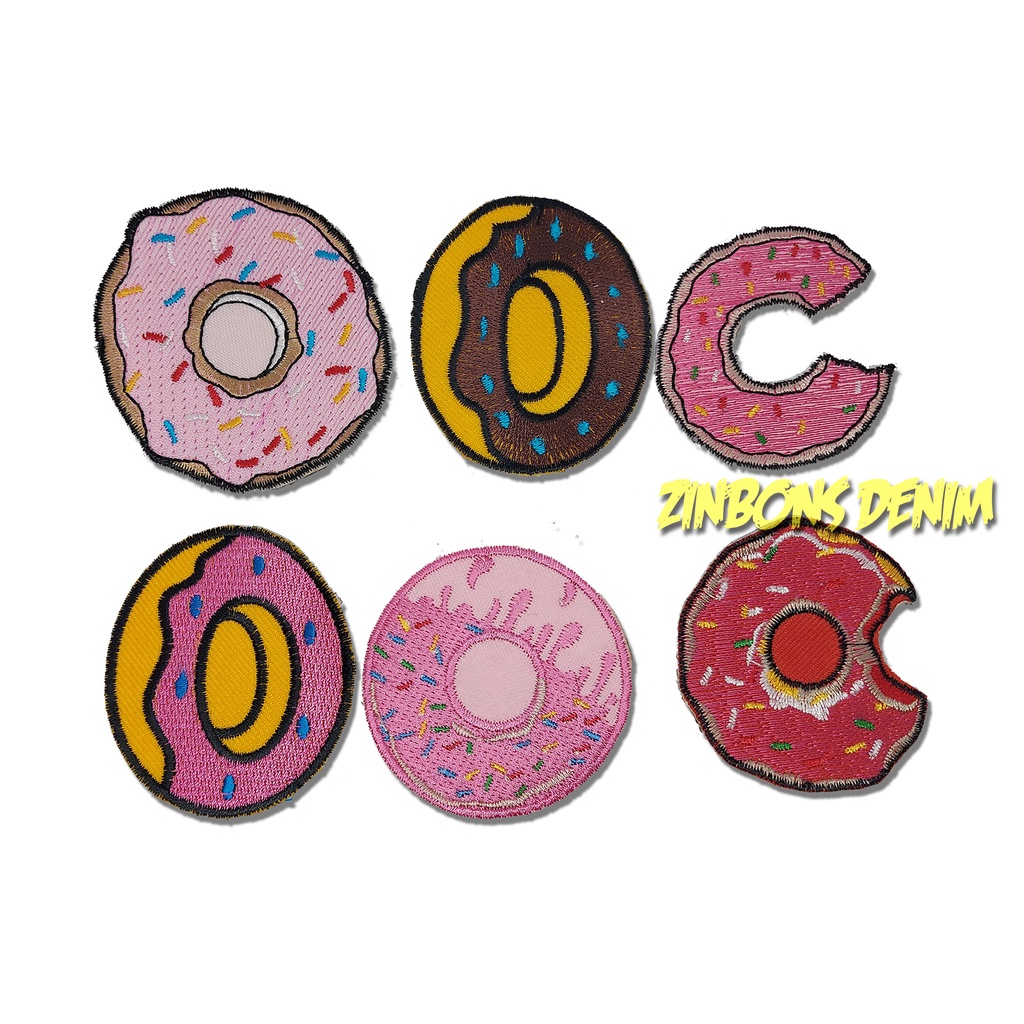 PATCH ON Iron Patch and Sew DONUTS Bordir Tempel Emblem High Quality Premium