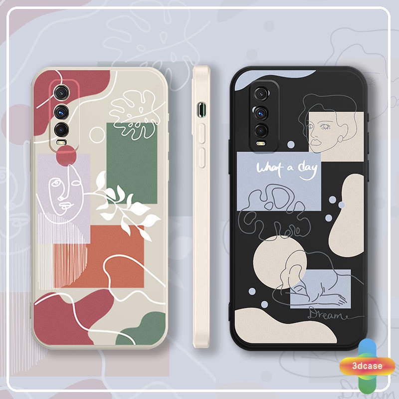 Casing VIVO Y12S Y12 Y20 Y91C Y16 Y21 2021 Y30 Y21S Y20S Y12i Y91 Y30i Y15S Y15A Y10 Y21T Y93 Y95 Y15 Y17 Y53 Y50 Y53S Y51 2020 Y51A Y33S Y1S Y11 Y31 Y20i Y91i Y90 Y51S Y12A A54 A15 A16 5 5i C3 C25 C12 A12 Ins Art Line Face  Shockproof Cover