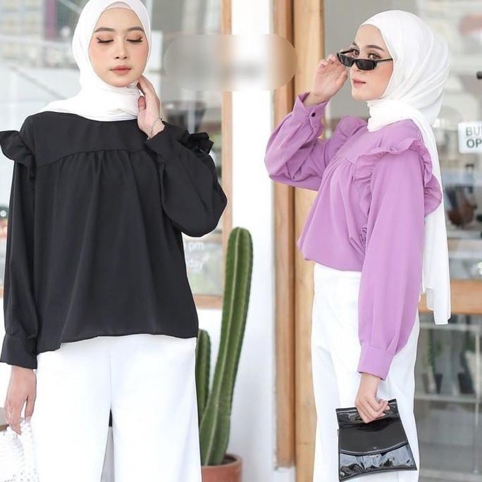 BLOUSE WANITA REMPEL / FELICE FRILL BLOUSE / KEYKO BLUS BALON / RIANA BLOUSE PUTIH BASIC / BLOUSE KOREAN STYLE