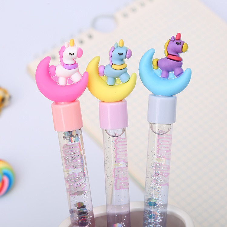 Pulpen LED RGB Pena UNICORN Gel Minyak Warna Warni
