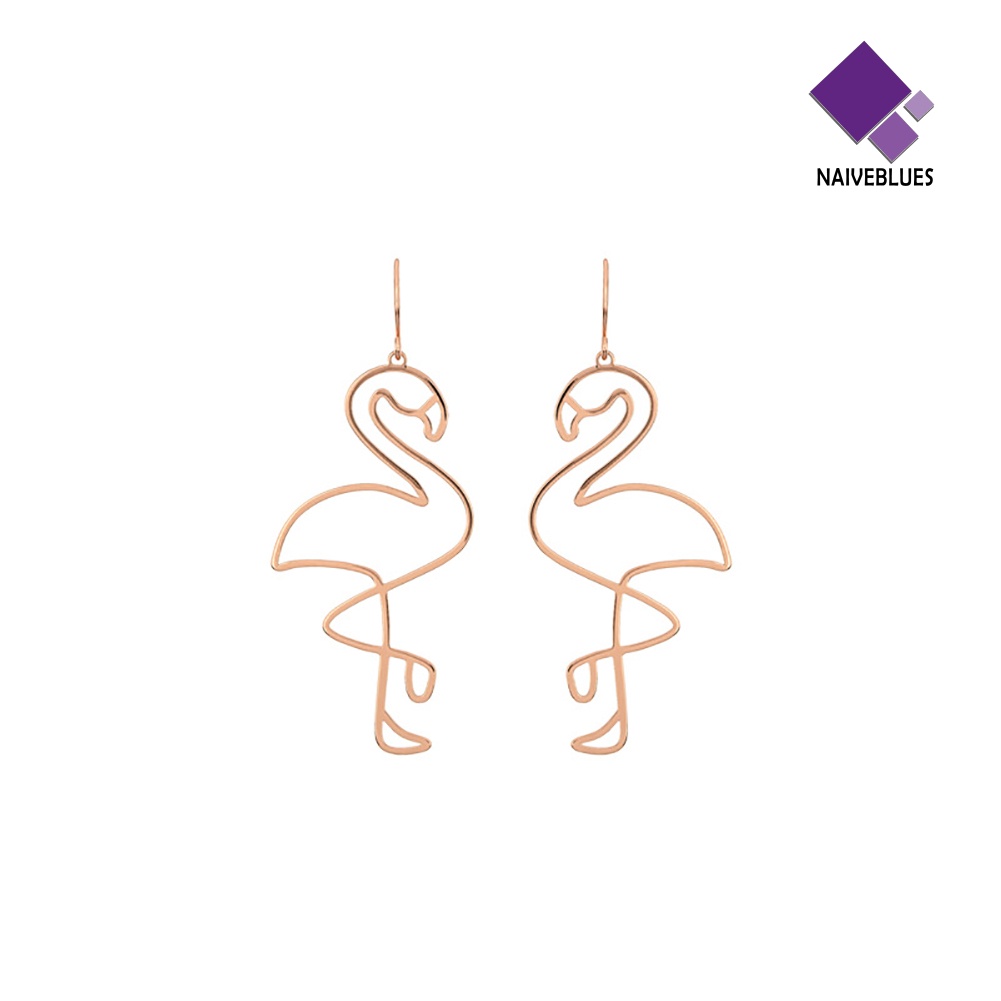 Anting Kait Desain Flamingo Model Hollow Untuk Wanita