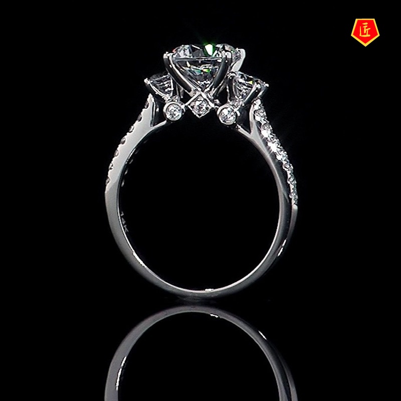 [Ready Stock]Round Diamond Moissanite Ring Simple Fashion