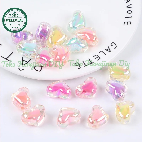 [ 10 pcs ] Manik Manik Mote hati Love Isi Doff Mute Bunga Bahan Craft &amp; DIY