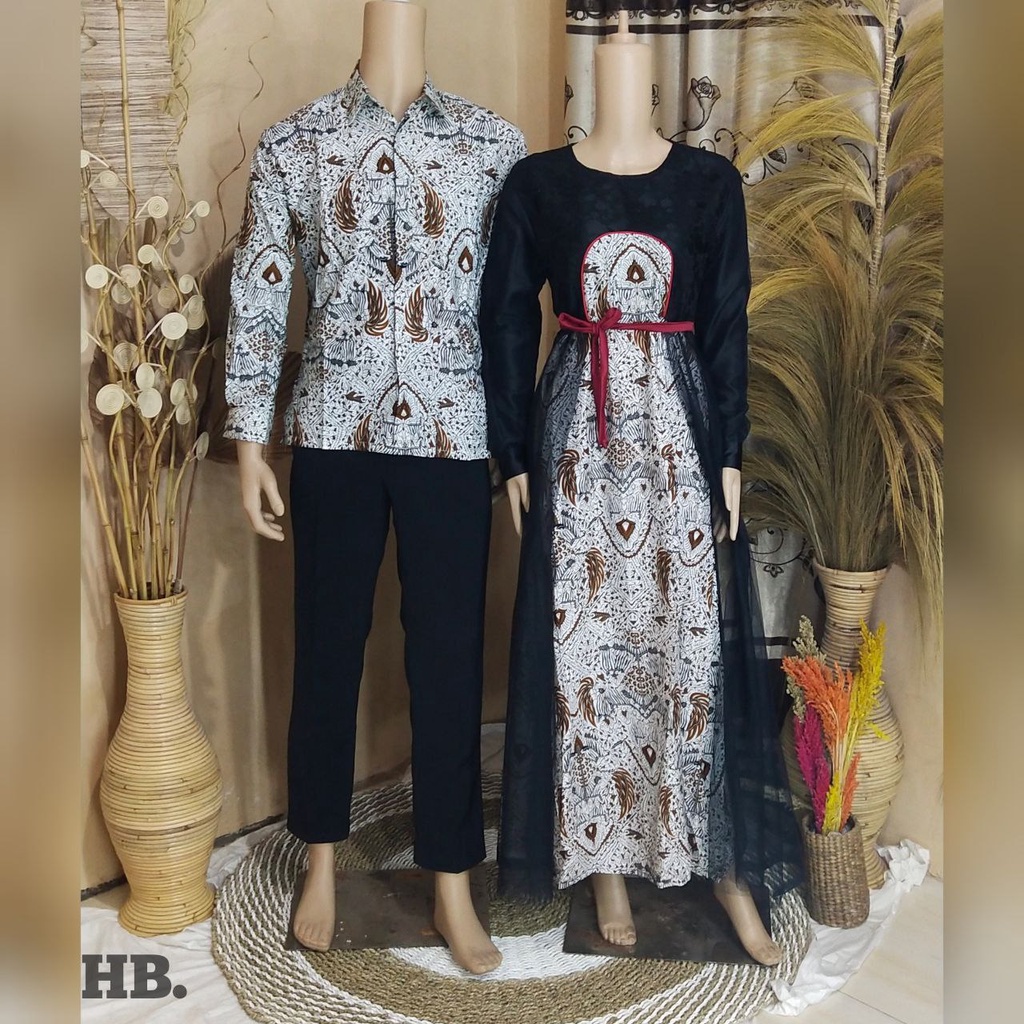 Maura Couple - Sania Ruffle Batik Couple Ori Ndoro Jowi Garansi Termurah Shopee - BATIK MODERN SOLO