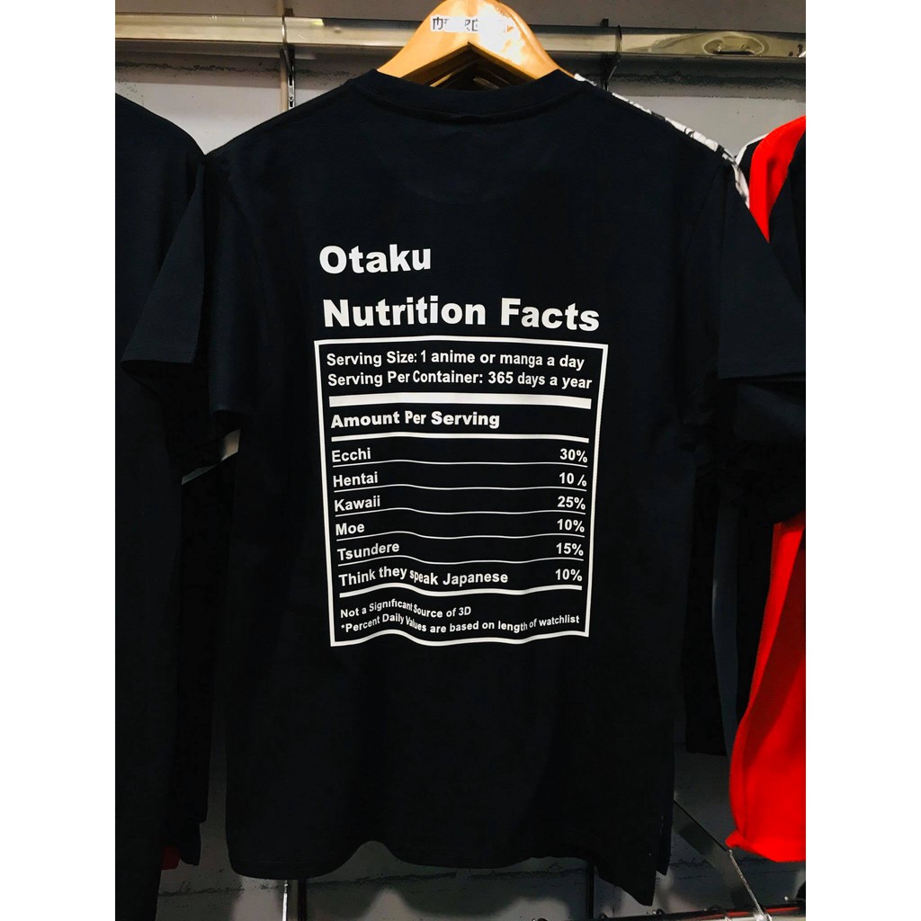 Kaos Otaku Nutrition Facts Black Manga