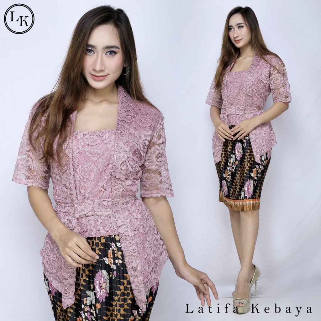 Set Kutubaru Pita Lengan Pendek Brukat Fashion Kebaya new