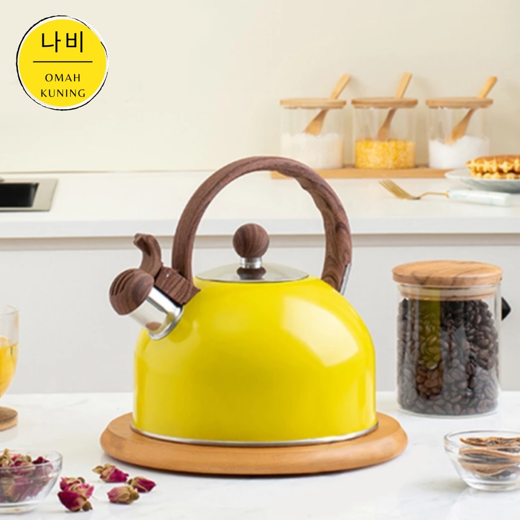 READY STOCK TEKO SIUL KUNING IMPORT / TEKO KETTLE BUNYI 2,5L WARNA KUNING / CERET KUNING / RUYIHOFF 