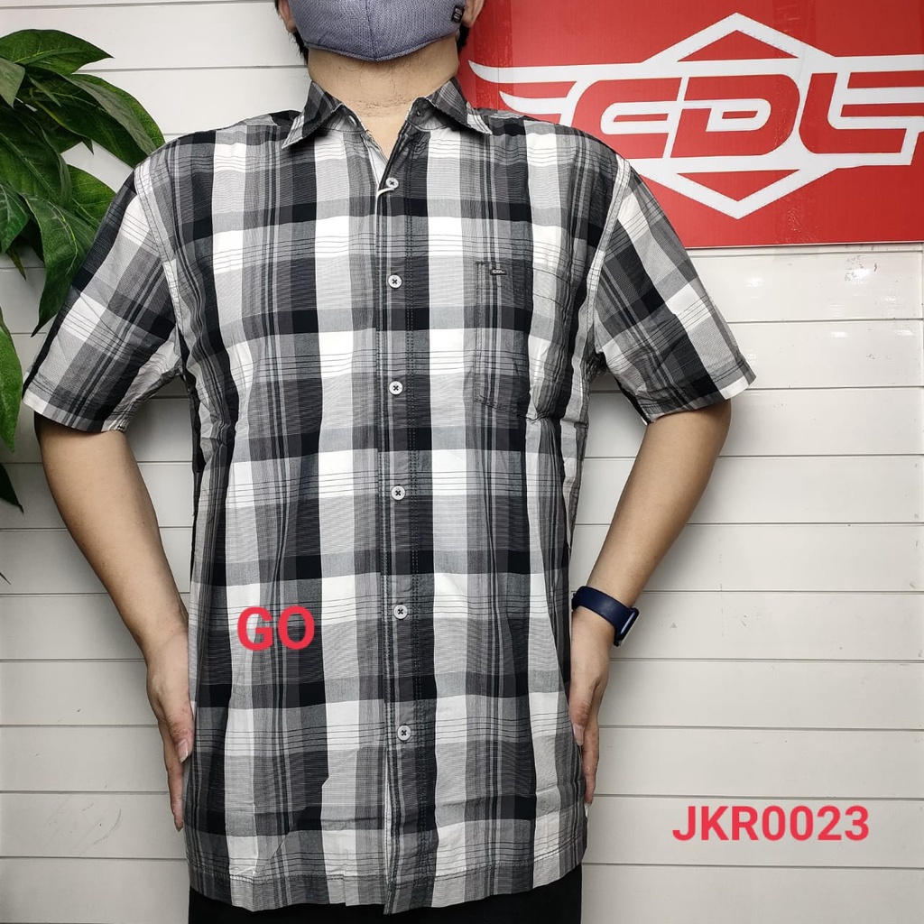 gos KSJ CDL By (CARDINAL) Pakaian Pria Kemeja Hem Casual Reguler Lengan Pendek Kotak Garis Distro Original