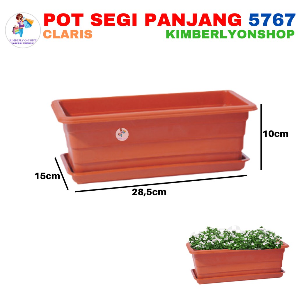 Kimberlyonshop Pot Bunga Segi Panjang  Pot Plastik 5767 Claris