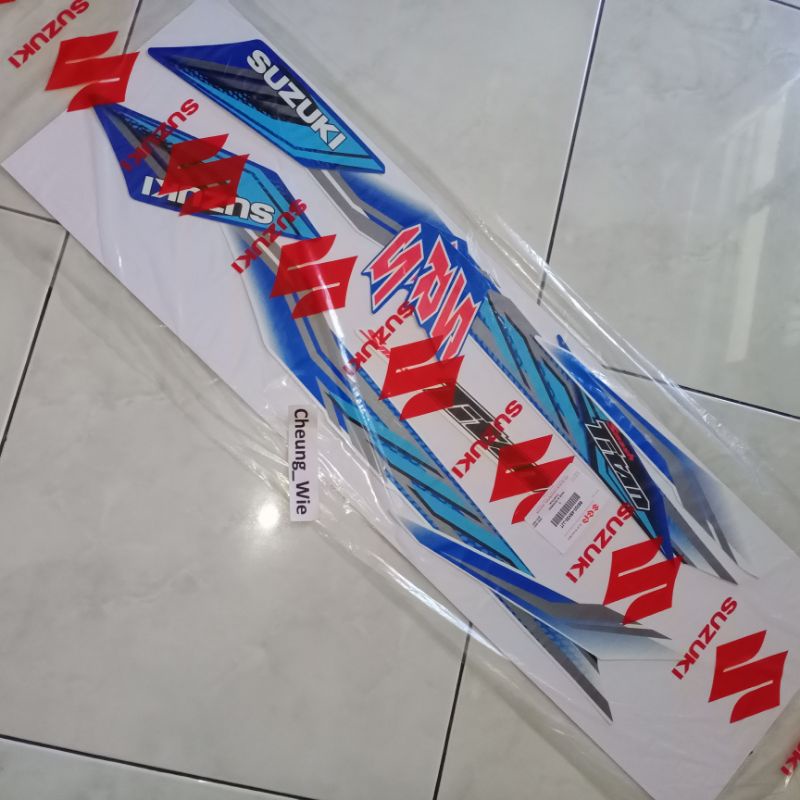 68000-45H30-JJT Lis body striping stiker suzuki smash titan 115 SR CW 2011 biru putih SE ori SGP